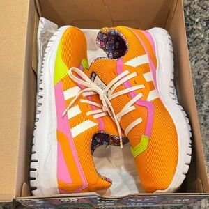 adidas Kids Orange Pink White Neon Green Sneakers